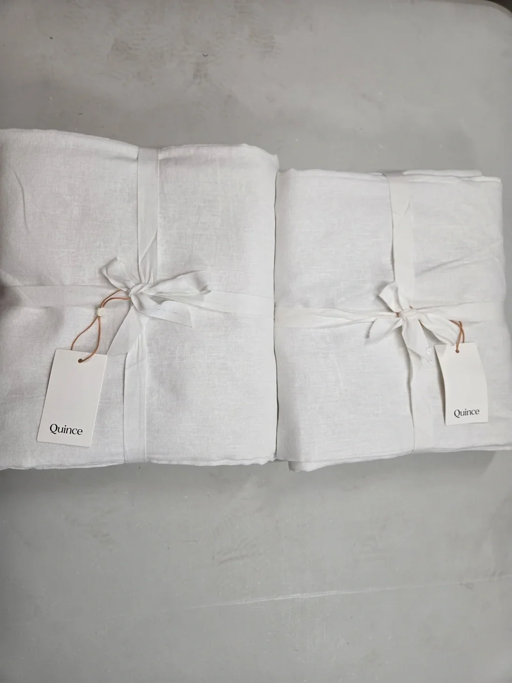 NWT QUINCE Set Of 2 48x108 European Linen True Blackout Curtains White 0410